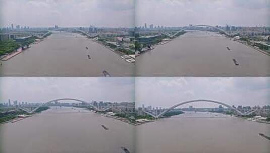 黄浦江卢浦大桥航拍高清在线视频素材下载