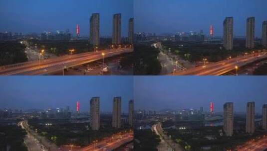 城市夜晚路口交通景观高清在线视频素材下载