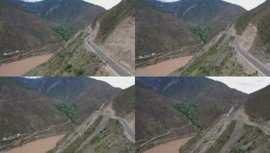 G215滇藏线云南迪庆公路自驾游旅行航拍高清在线视频素材下载