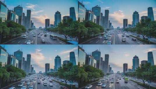 北京国贸桥车流日转夜延时视频高清在线视频素材下载