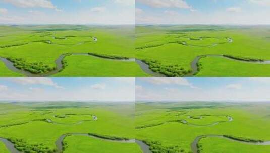 内蒙古大草原乌拉盖河高清在线视频素材下载