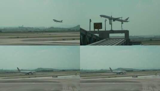 飞机起飞降落繁忙的广州机场高清在线视频素材下载