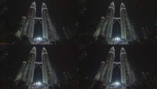马来西亚吉隆坡双子塔夜景高清在线视频素材下载