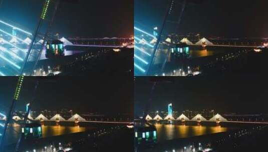 朝阳大桥发现式夜景航拍高清在线视频素材下载