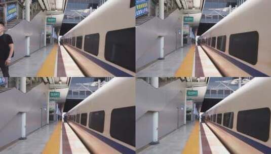 旅客在火车车站台上车乘车高清在线视频素材下载