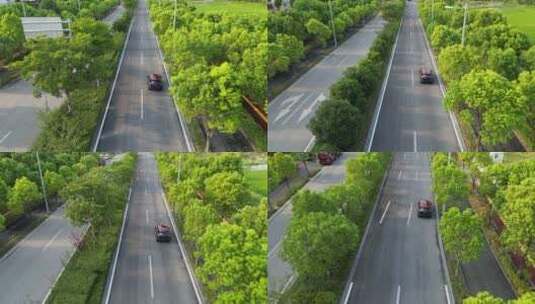无人机跟拍MINI Cooper行驶-3高清在线视频素材下载