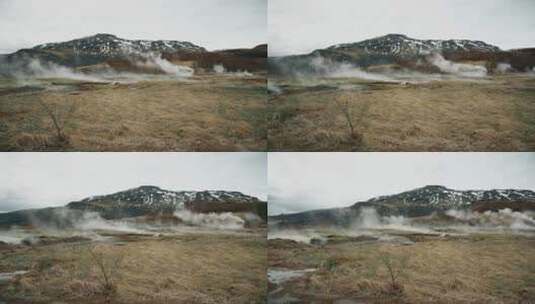 冰岛喷泉喷出的蒸汽高清在线视频素材下载