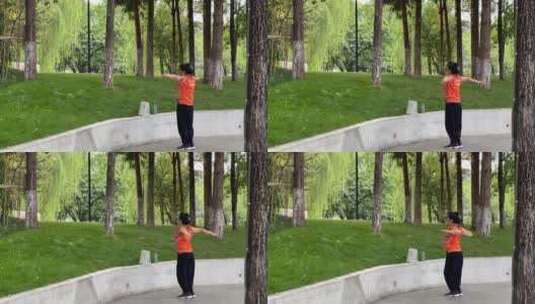 公园树林广场绿化锻炼的人高清在线视频素材下载