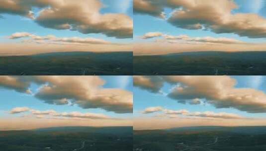 美丽的平原山丘天空蓝天白云云朵高清在线视频素材下载