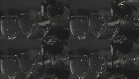 葡萄酒酒杯 倒入葡萄酒 背景视频镜头特写高清在线视频素材下载