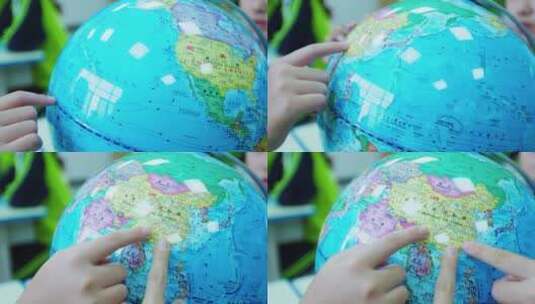 学校学生地理课地球仪转到中国高清在线视频素材下载