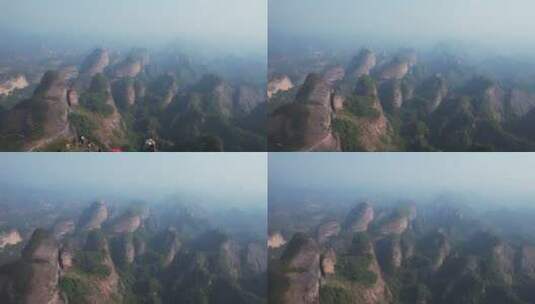 航拍湖南邵阳崀山景区丹霞地貌自然风光高清在线视频素材下载