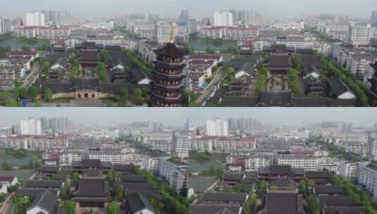 航拍江苏泰州城市建筑景观天际线高清在线视频素材下载