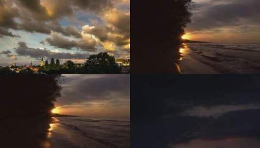 大海 天空 海面 自然 晚霞延时高清在线视频素材下载