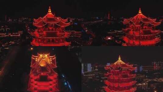 黄鹤楼 夜景 4K高清在线视频素材下载