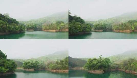 杭州西湖区龙坞镇光明寺水库航拍高清在线视频素材下载