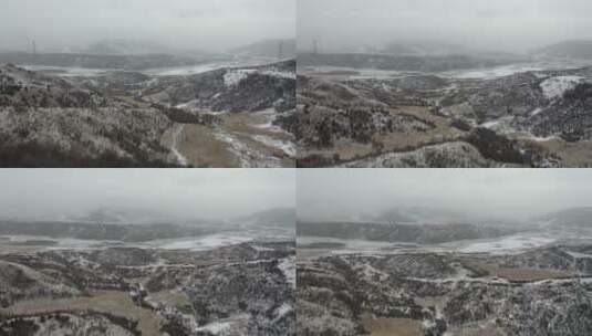 航拍冬日红原雪景4k高清在线视频素材下载