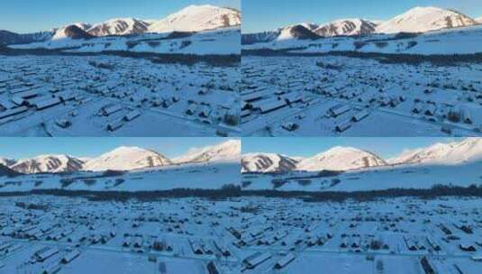 新疆和木村冬季航拍高清在线视频素材下载