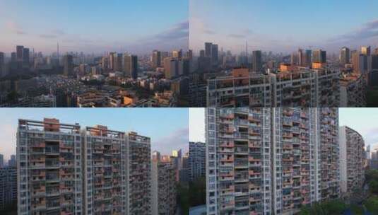 清晨城市阳光照耀深圳高楼高清在线视频素材下载