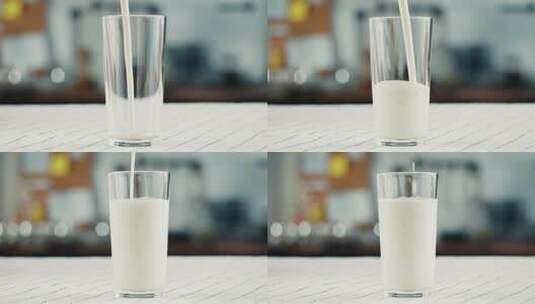 牛奶倒进杯子特写高清在线视频素材下载