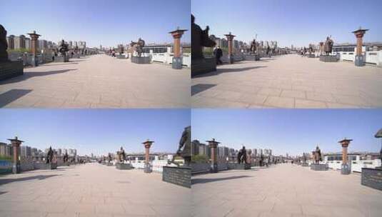 咸阳古渡廊桥古代名人雕塑高清在线视频素材下载