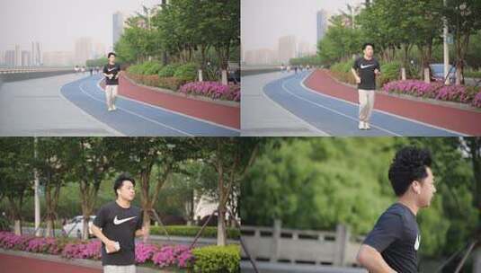 杭州滨江最美樱花跑道之江绿道跑步素材高清在线视频素材下载