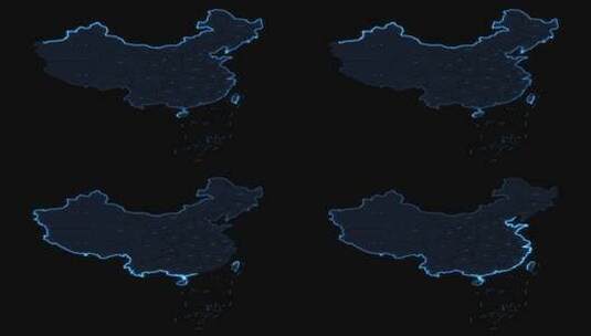 【透明通道】中国地图勾线动画-02高清在线视频素材下载