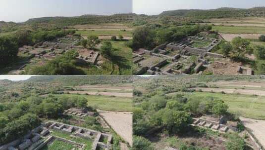 巴基斯坦塔克西拉古迹遗迹考古航拍高清在线视频素材下载