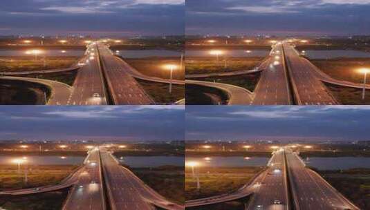 湖南衡阳耒水大桥夜景竖屏航拍高清在线视频素材下载