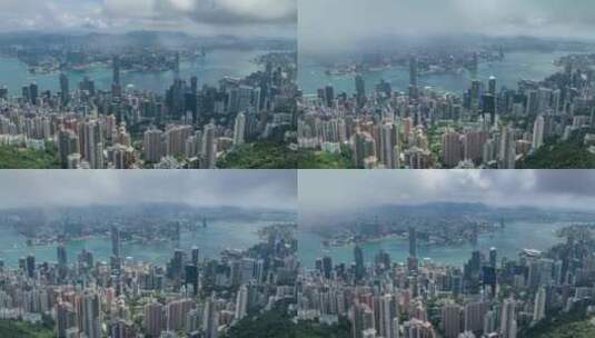 香港全景鸟瞰延时港岛中环CBD粤港澳大湾区高清在线视频素材下载