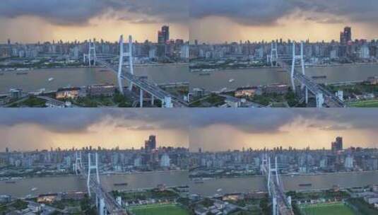 上海雨幡 高温 暴雨 风暴 台风天 日落高清在线视频素材下载