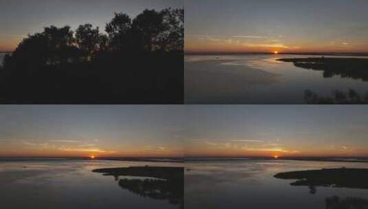 阿拉巴马州西班牙堡附近莫比尔湾的惊人日落高清在线视频素材下载