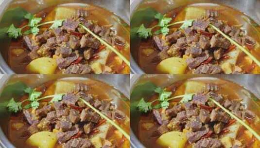 萝卜炖牛肉美食实拍视频高清在线视频素材下载