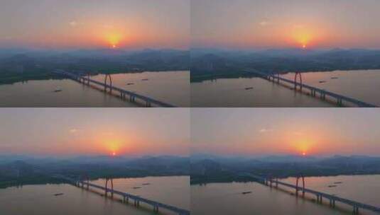 杭州之江大桥日落美景高清在线视频素材下载