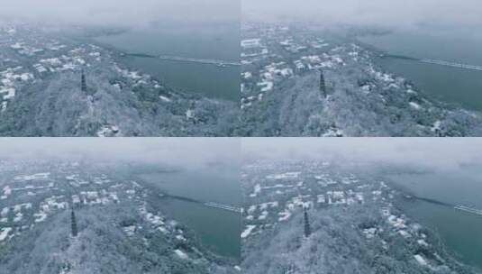 杭州西湖保俶塔雪景高清在线视频素材下载