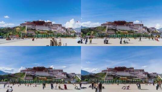 西藏拉萨布达拉宫大范围移动延时4k高清在线视频素材下载