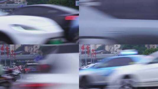 红绿灯下过斑马线的人流转弯的车辆行人马路高清在线视频素材下载