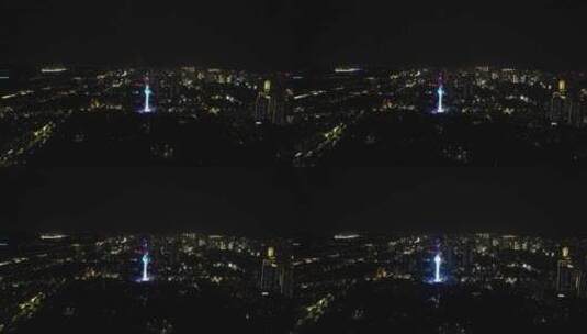 江苏徐州电视塔夜景灯光航拍高清在线视频素材下载