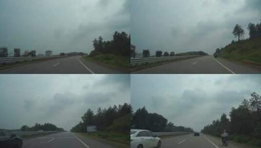 阴天高速公路开车行驶道路驾驶汽车第一视角高清在线视频素材下载