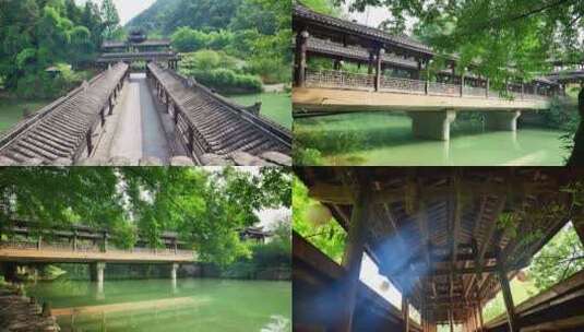 （4K合辑）美丽的侗族侗乡建筑花桥风雨桥高清在线视频素材下载