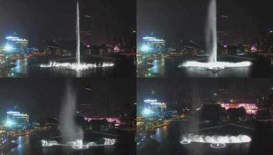 金湾区艺术中心喷泉表演高清在线视频素材下载