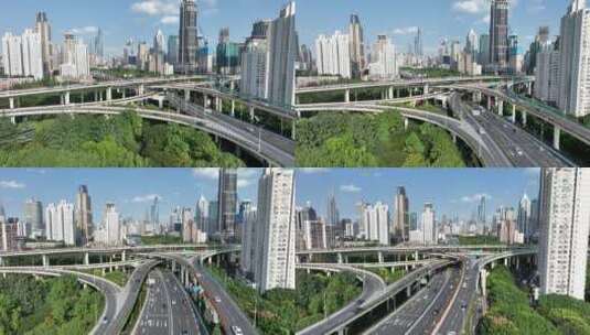 高清航拍上海延安路高架桥高清在线视频素材下载
