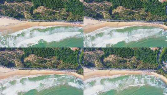 海南省万宁市日月湾阳光下的大海沙滩椰树高清在线视频素材下载