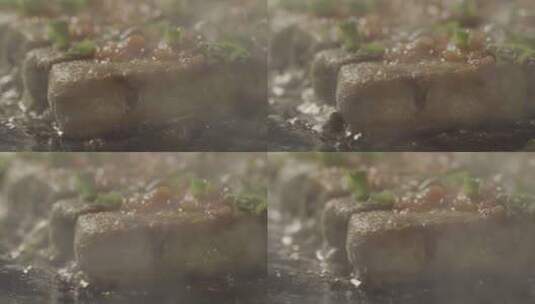 煎毛豆腐高清在线视频素材下载