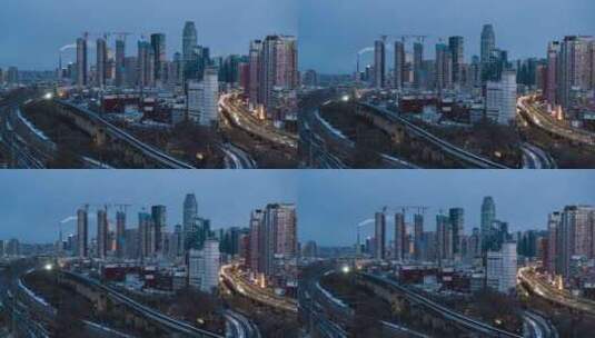 沈阳城市以及高铁交通航拍高清在线视频素材下载