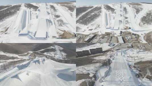 4K航拍 滑雪场雪道 冰雪运动高清在线视频素材下载