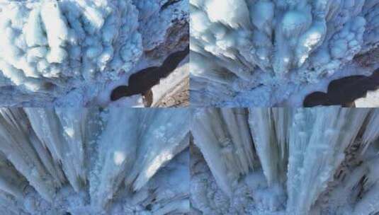 壮观的冰瀑景观航拍高清在线视频素材下载