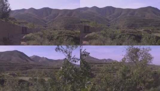 大山下农村的景象高清在线视频素材下载