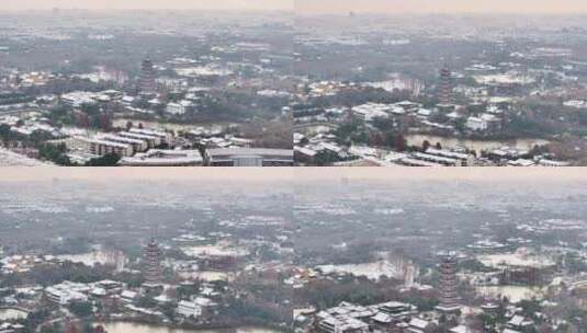 航拍瘦西湖景区园林雪景观音山大明寺宋夹城高清在线视频素材下载