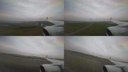 飞机起飞玄窗外发动机高清在线视频素材下载